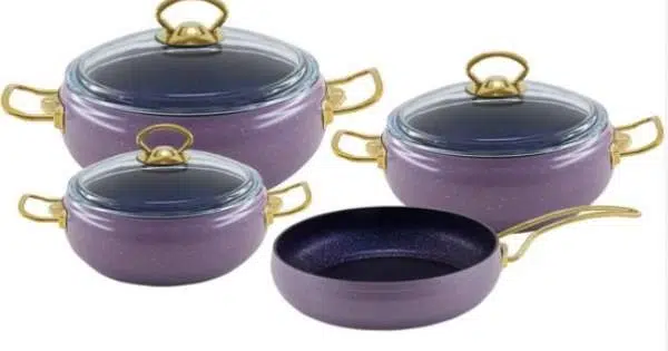7 Parça Granit Küre Tencere Set Topchef Lila