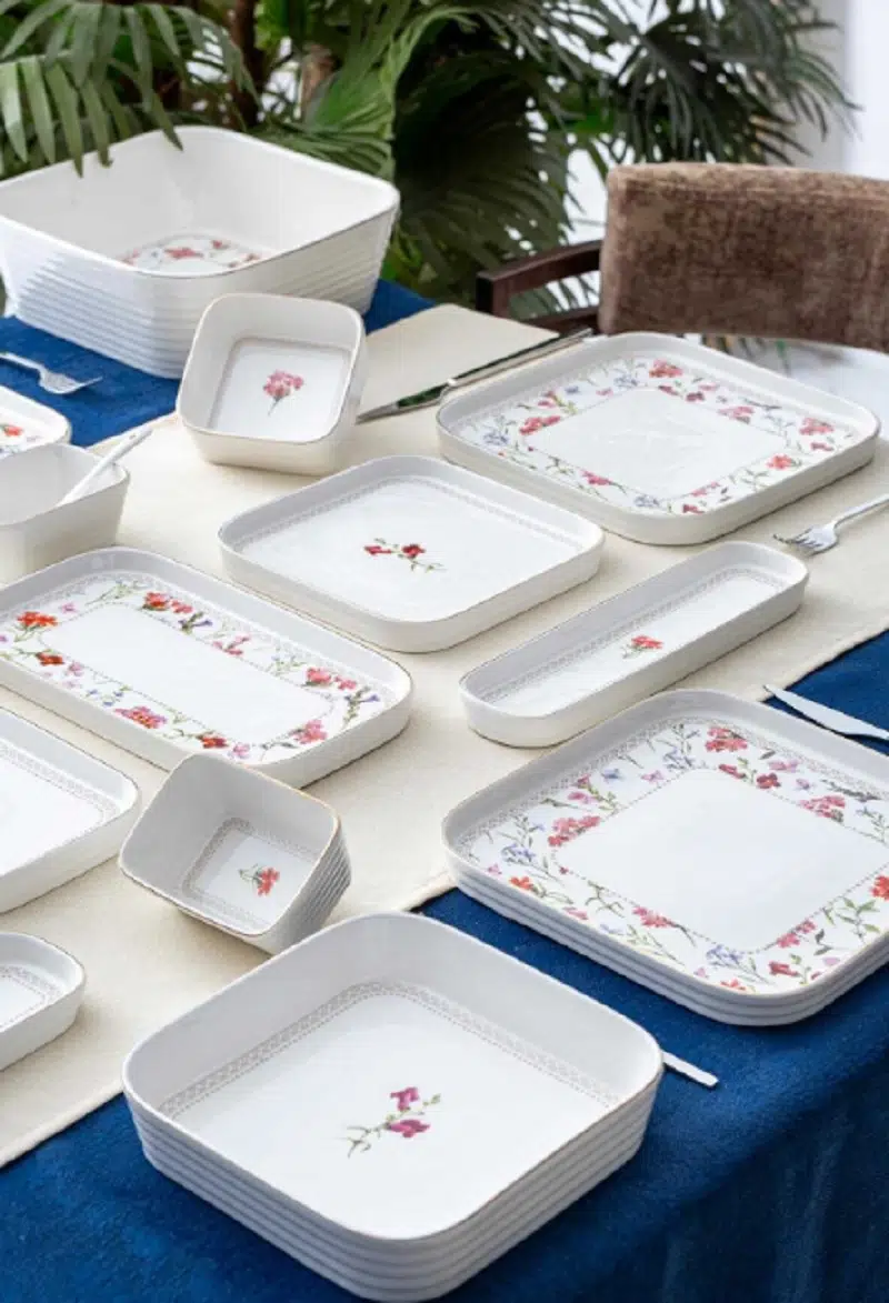 Acar Aria 45 Parça Kare 6 Kişilik Porselen Kahvaltı ve Yemek Takımı 5300