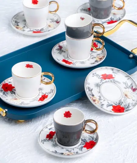 Acar Porselen Lulu Flora 6 Lı Kahve Fincan Takımı MXG-011837