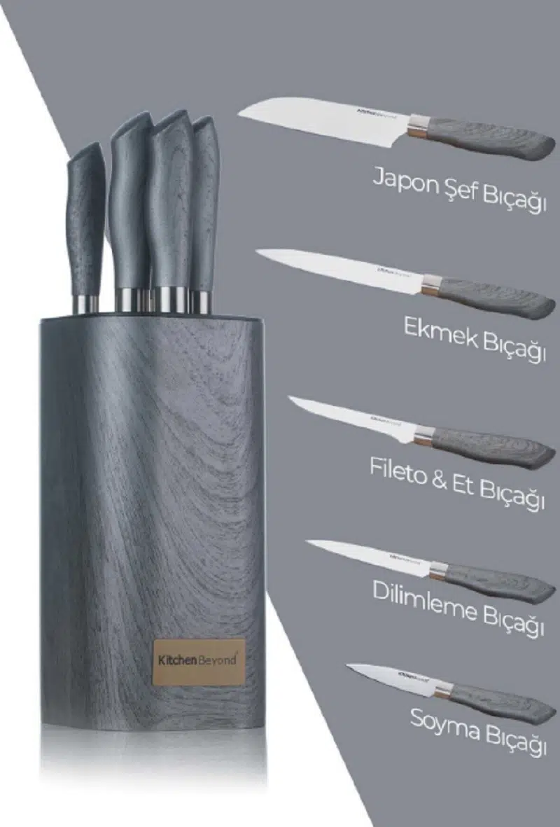 Acar Porto 6 Parça Plastik Standlı Bıçak Seti Xlz-21-0511