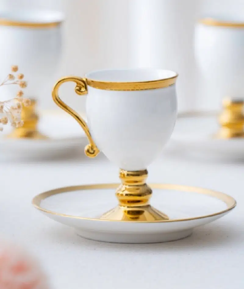 Acar Prune Gold 6 Kişilik Porselen Kahve Fincan Takımı 6554