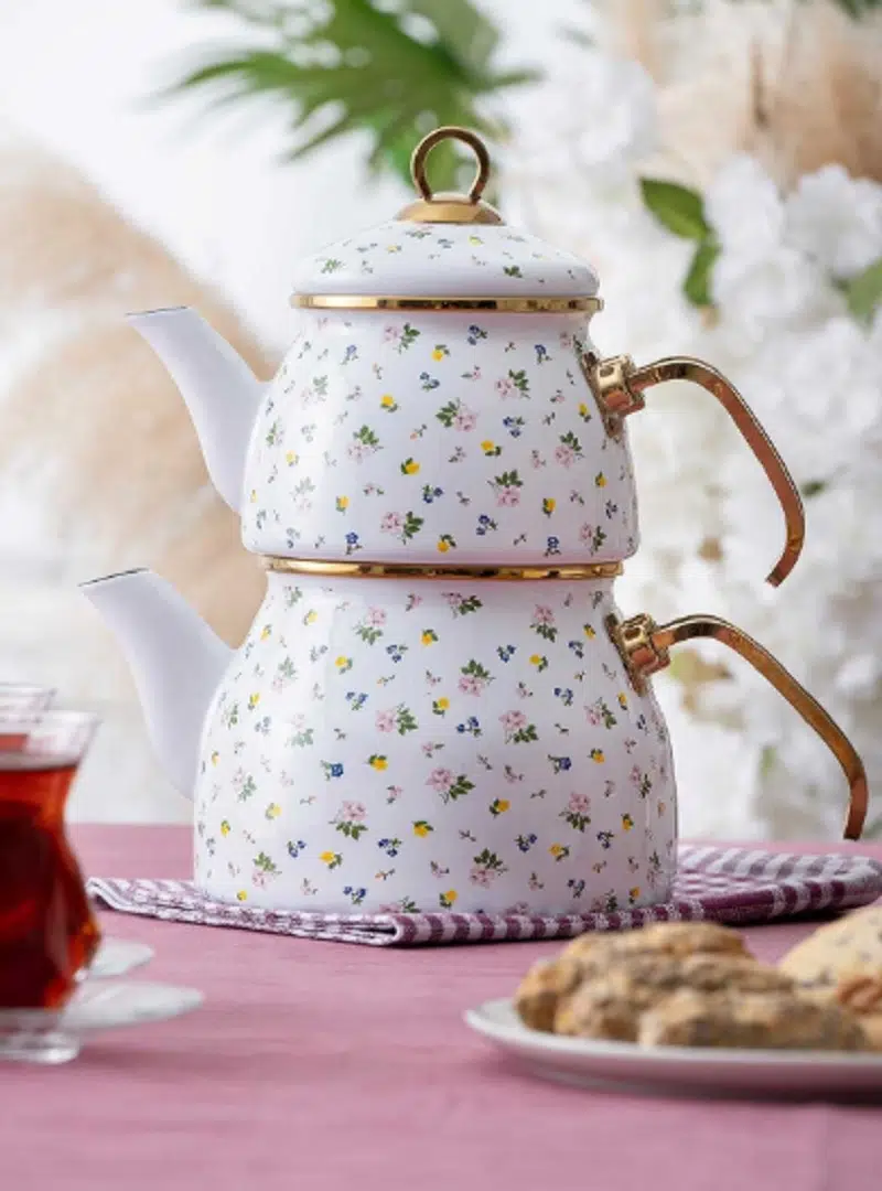 Acar Qualita Flower Emaye Çaydanlık Takımı 6500