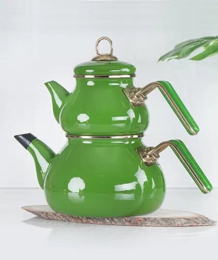 Acar Qualita Roly&Poly Tombul Emaye Çaydanlık Tk-Yeşil XAP-22-0050