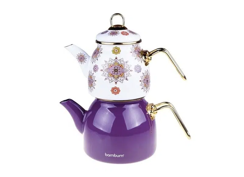 Bambum Unique Emaye Çaydanlık Takımı Mor