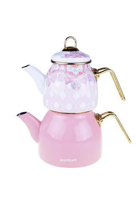 Bambum Unique Emaye Çaydanlık Takımı Pembe