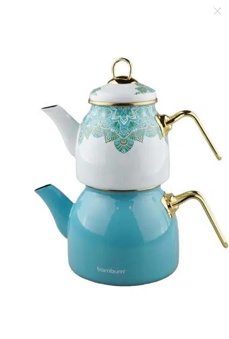 Bambum Unique Emaye Çaydanlık Takımı Turkuaz