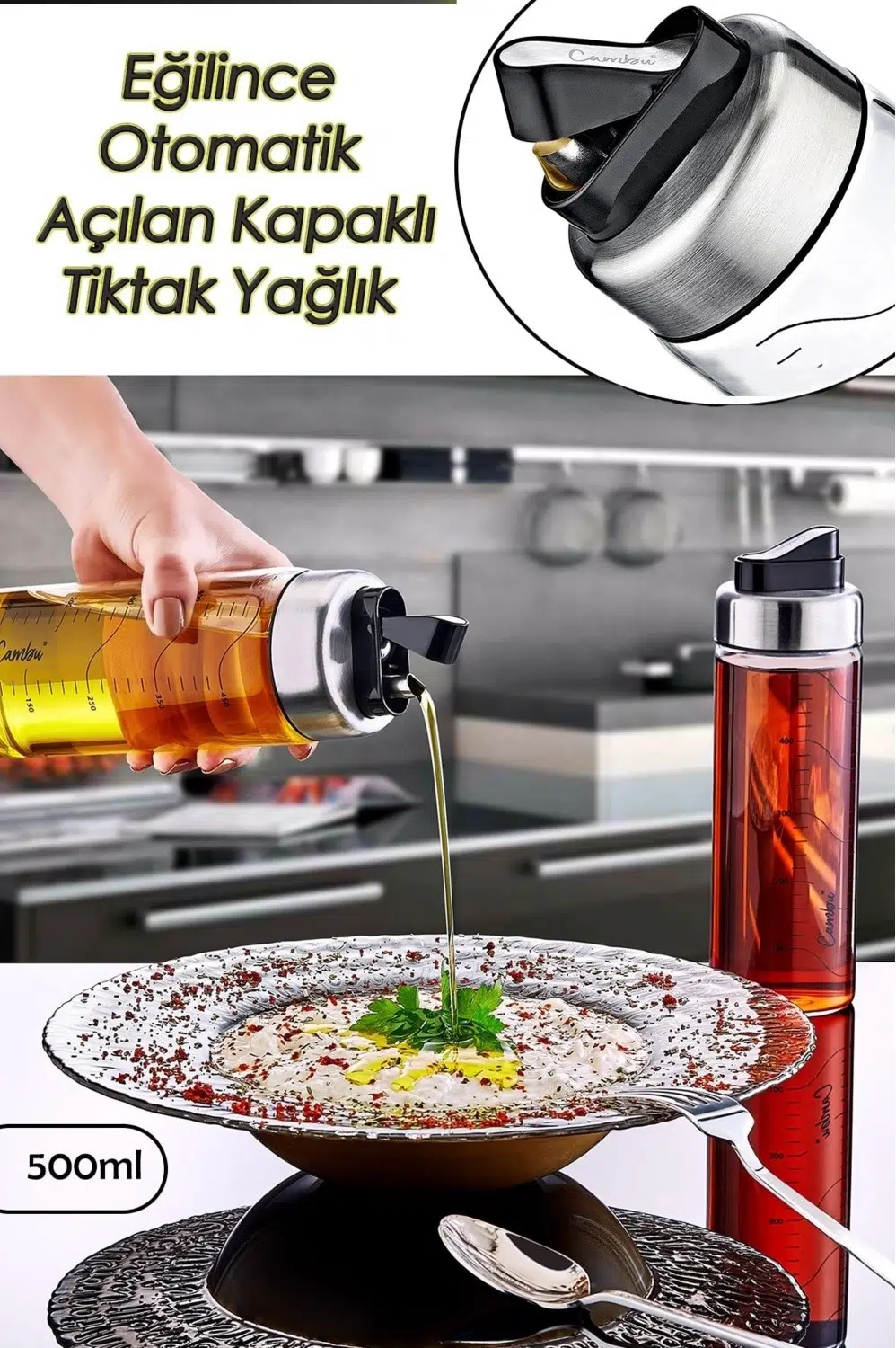 Cambu Tiktak Borasilikat 500 Ml Cam Yağlık CMB145