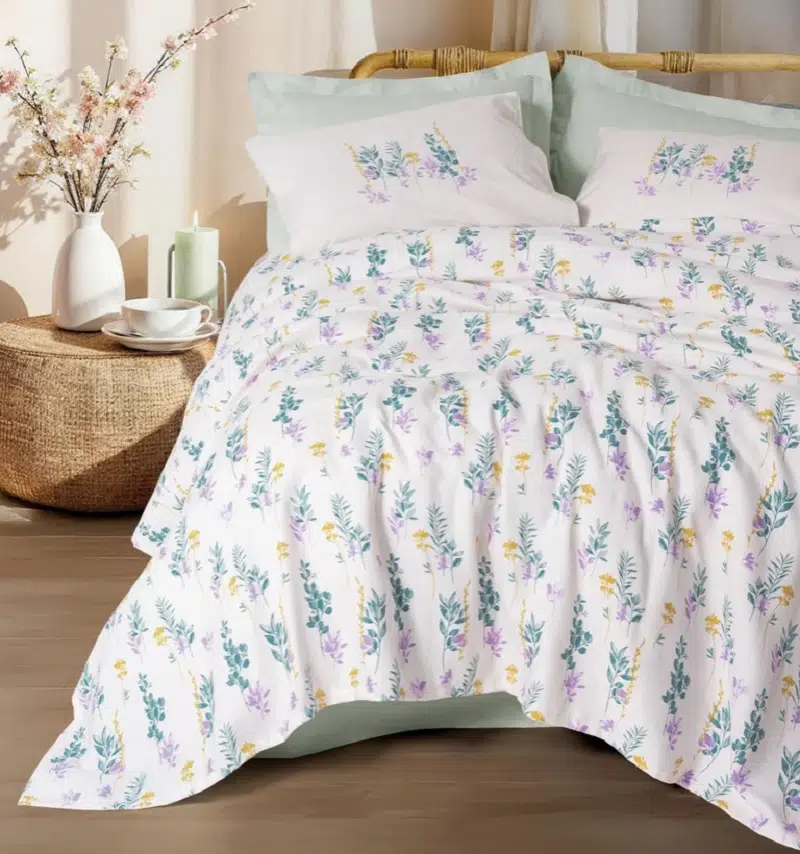 Cotton Box Estiva Çift Kişilik Pike Takımı Twig Mint