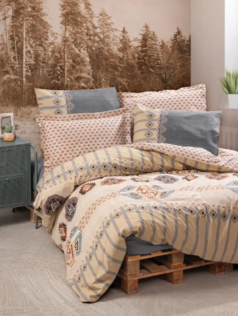 Cotton Box Ethnic Çift Kişilik Nevresim Takımı Dakota Gri