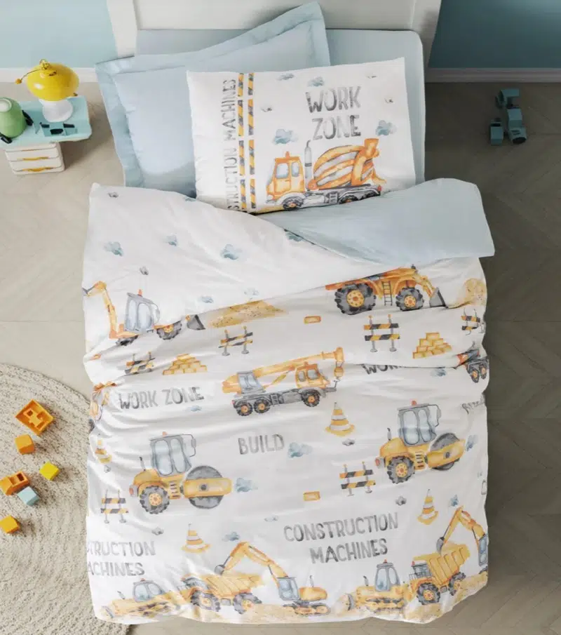 Cotton Box Junior Tek Kişilik Lastikli Çarşaflı Nevresim Takımı Buildo Mavi
