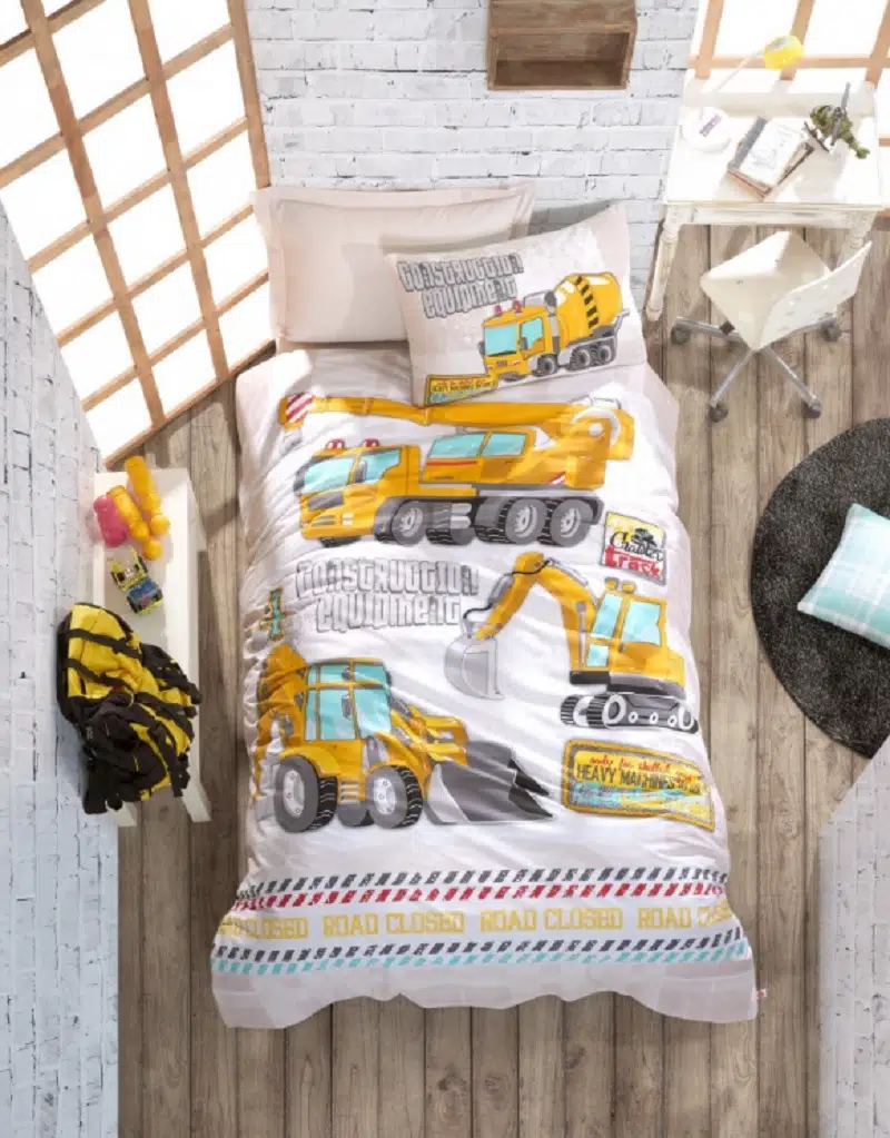 Cotton Box Junior Tek Kişilik Lastikli Çarşaflı Nevresim Takımı Track Turkuaz