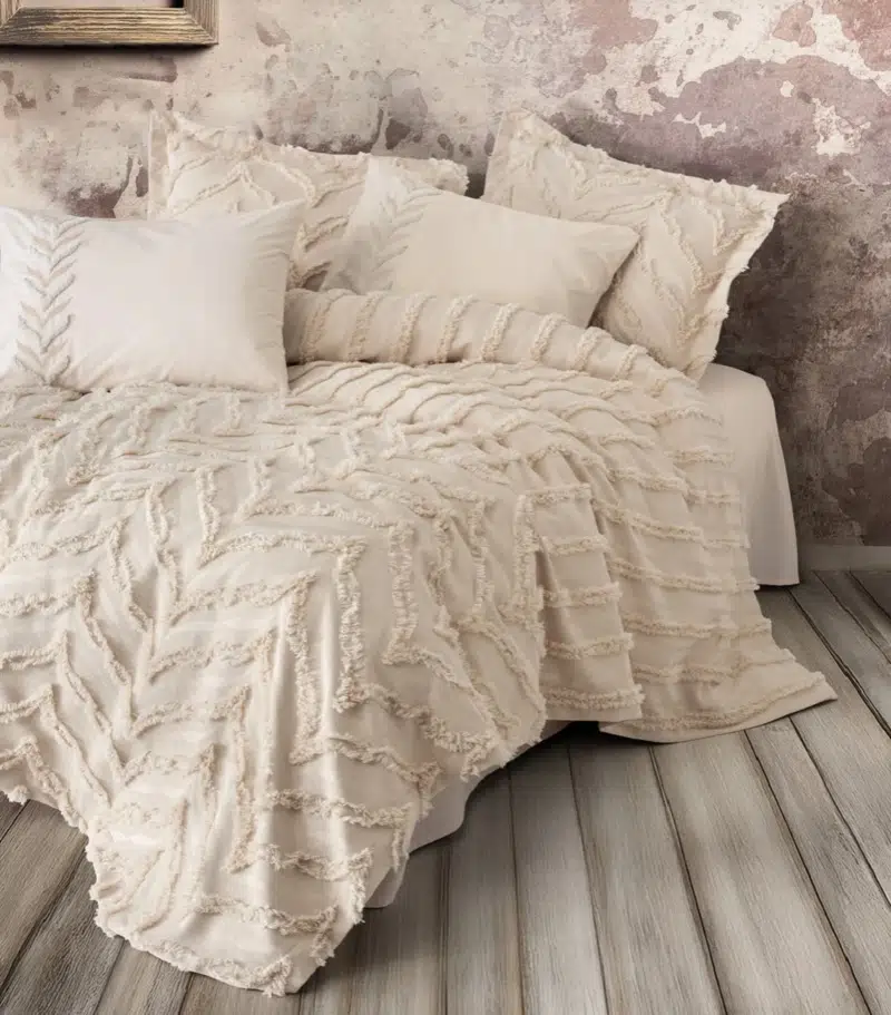 Cotton Box Limi Çift Kişilik Yatak Örtülü Nevresim Takımı Crimp Bej