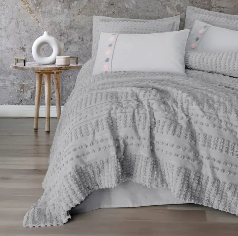 Cotton box Limi Çift Kişilik Yatak Örtülü Nevresim Takımı Siva Gri