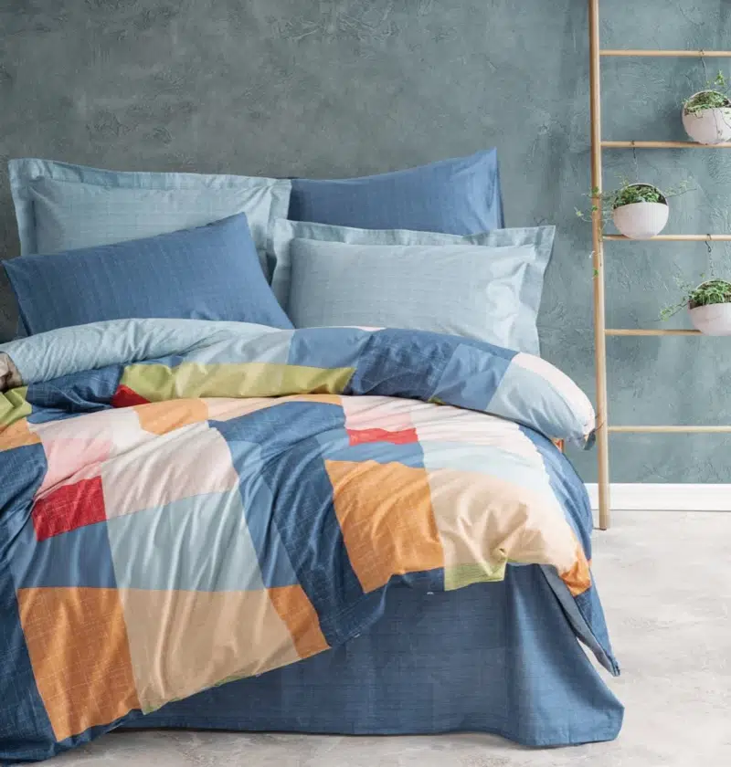 Cotton Box Modern Çift Kişilik Nevresim Takımı Cosy Mavi