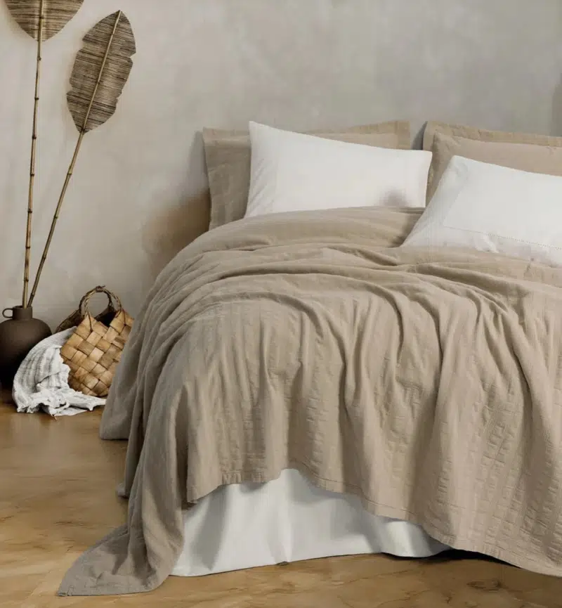 Cotton Box Natura Çift Kişilik Yatak Örtüsü-Pike Takımı Vilo Bej