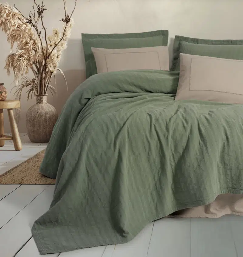 Cotton Box Natura Çift Kişilik Yatak Örtüsü-Pike Takımı Vilo Yeşil