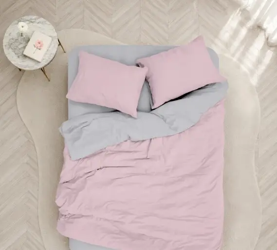 Cotton Box Nevresim Takımı Plaın Ranforce Pembe-Grı C.K.
