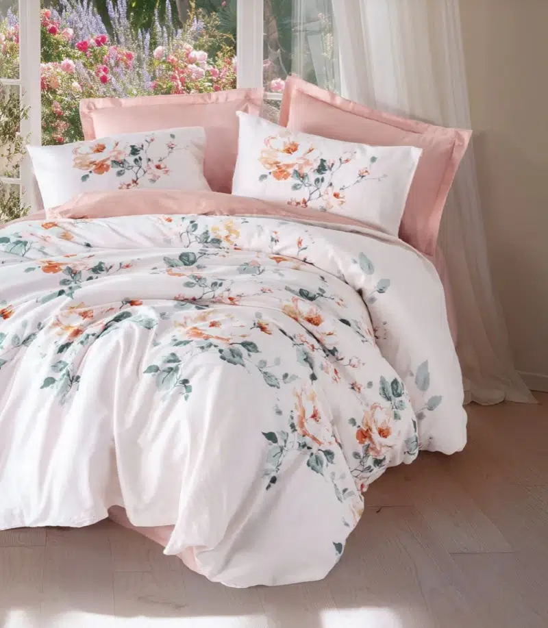 Cotton Box Saten Çift Kişilik Nevresim Takımı Verna Pudra