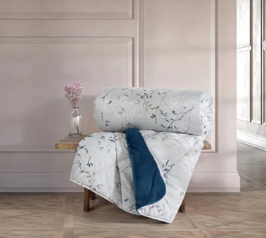 Cotton Box Velvet Nitsa Denim Pudra Çift Kişilik Yorgan