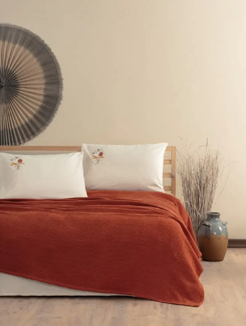CottonBox 3029 Spin Çift Kişilik Pike Takımı Edna-Kiremit