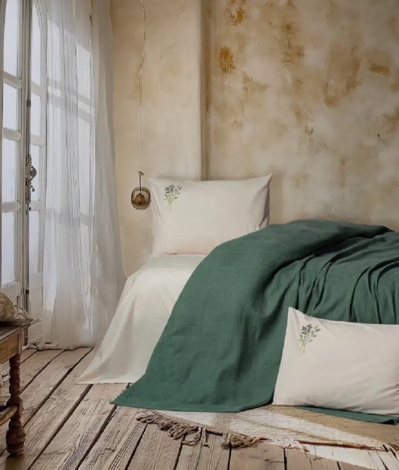CottonBox 3029 Spin Çift Kişilik Pike Takımı Sophia-Yeşil