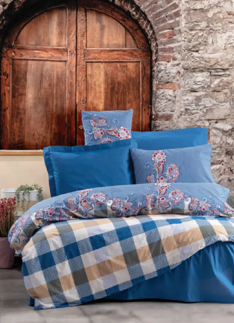 Cottonbox Alaçatı Galano-Lacivert Çift Kişilik Nevresim Takımı