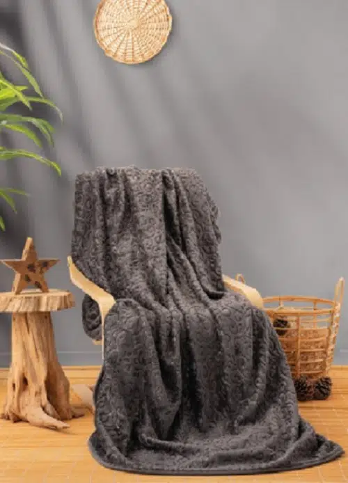 Cottonbox Antrasit Çift Kişilik Embos Battaniye 3251