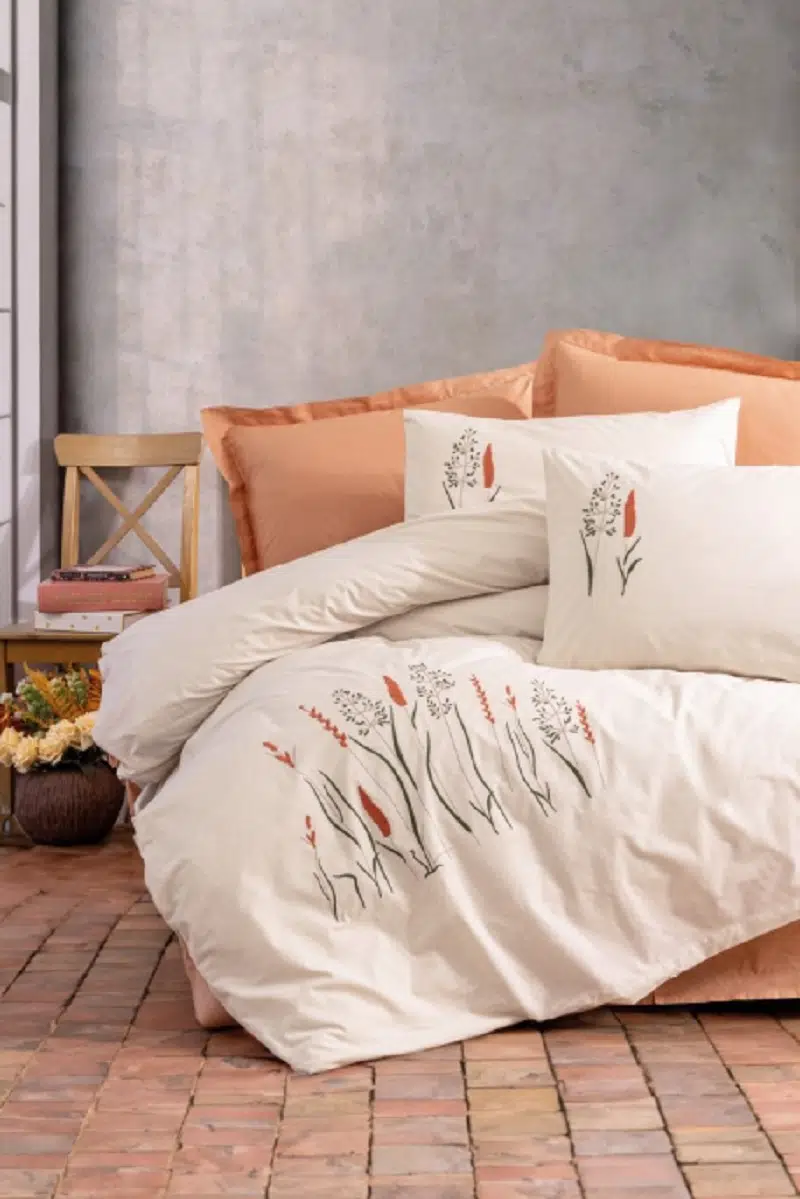 Cottonbox Brode Ranforce Maia Karamel Çift Kişilik Nevresim Takımı 1848