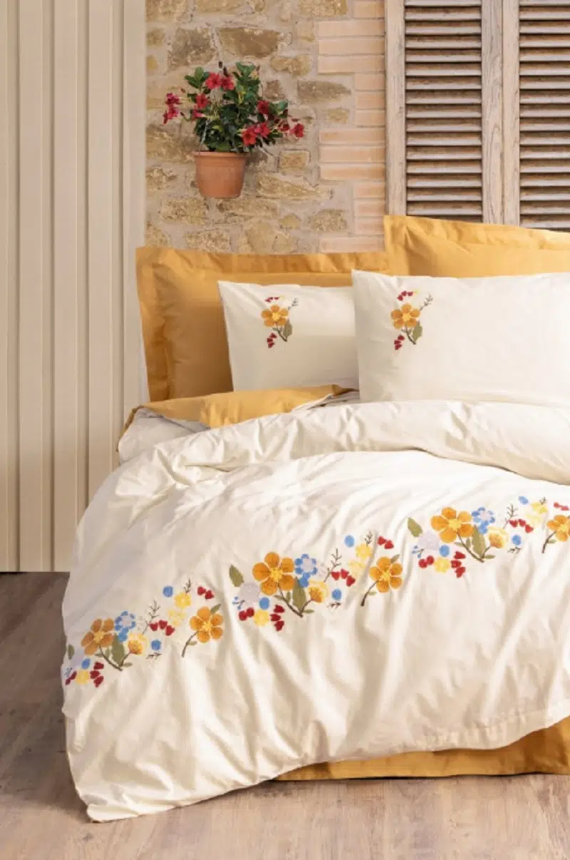 Cottonbox Brode Ranforce Pamuya-Hardal Çift Kişilik Nevresim Takımı 1848