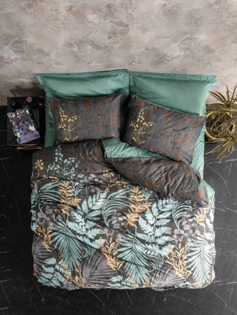 Cottonbox Clorasa Saten Mint Çift Kişilik Nevresim Takımı