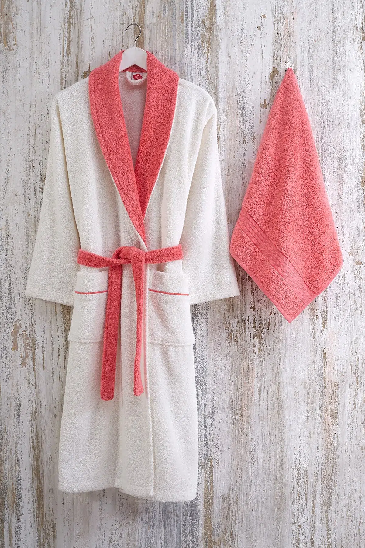 Cottonbox Daily Single Krem-Mercan Bornoz Seti