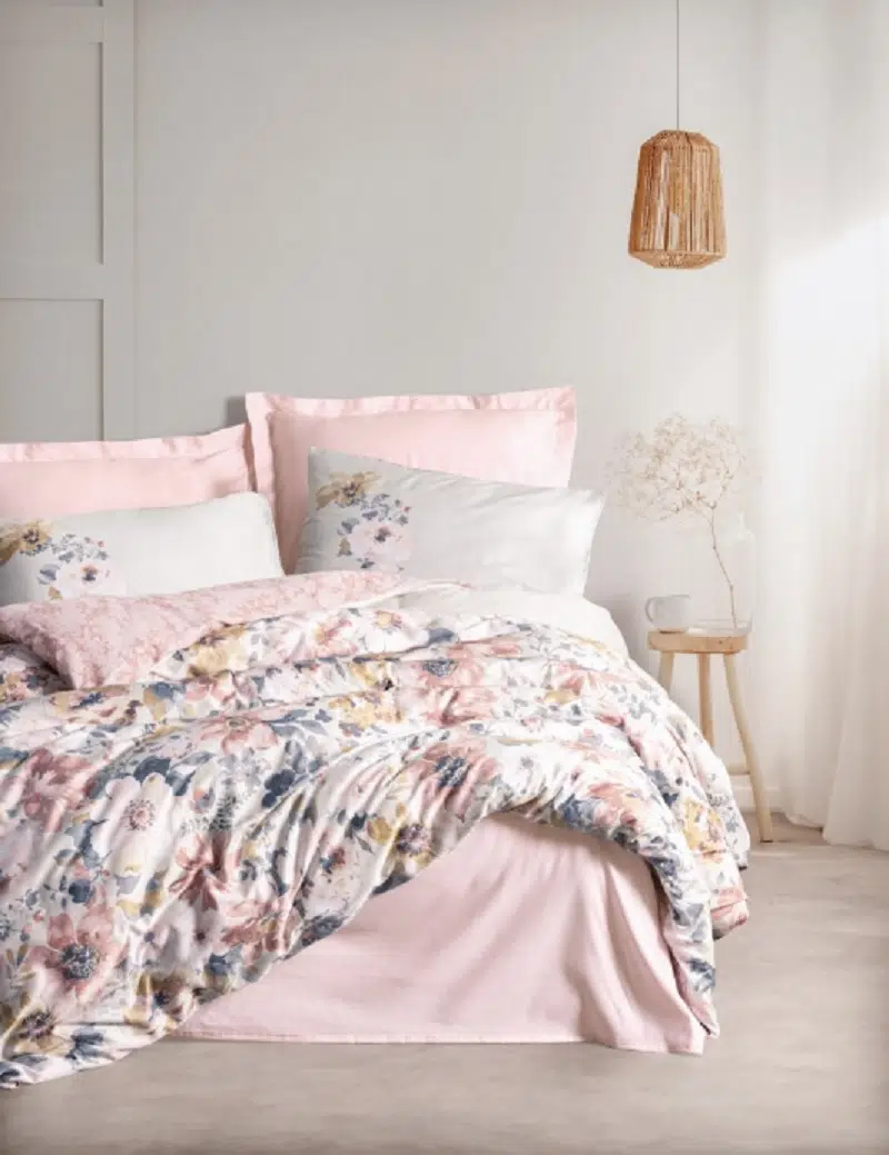 Cottonbox Dalya Saten Pudra Çift Kişilik Nevresim Takımı