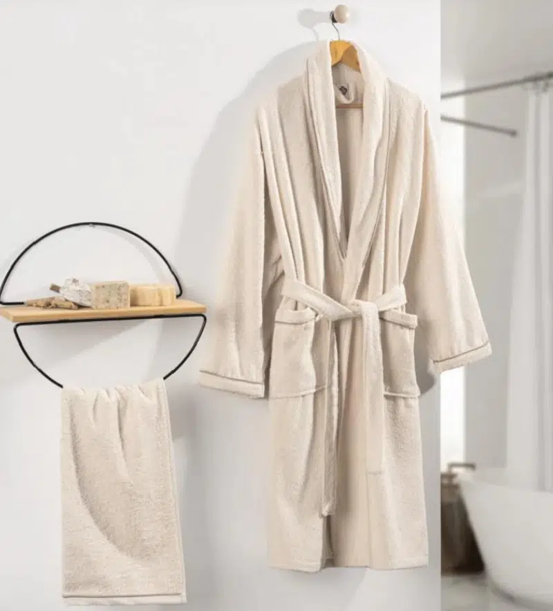 Cottonbox Delüx Tek Kişilik Bornoz Seti Krem L 5511
