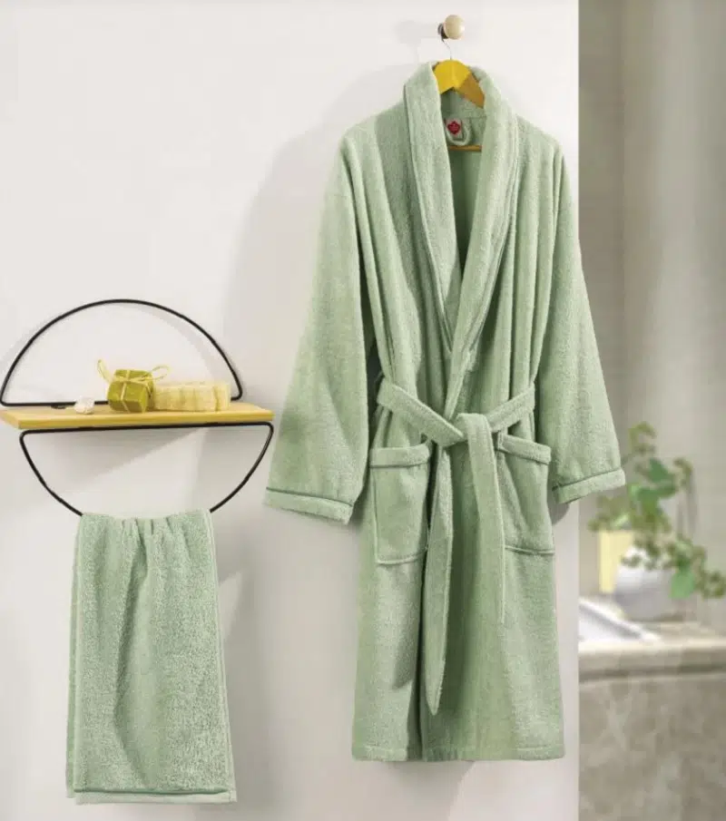 Cottonbox Delüx Tek Kişilik Bornoz Seti Yeşil L 5511