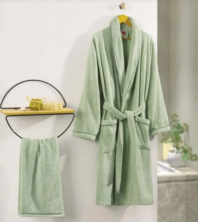 Cottonbox Delüx Tek Kişilik Bornoz Seti Yeşil M 5511