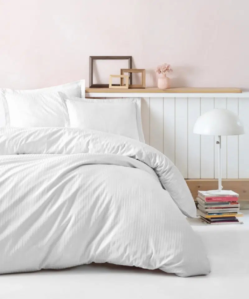 Cottonbox Elegant Saten Beyaz Çift Kişilik Nevresim Takımı