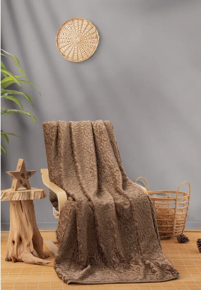 Cottonbox Emboss Çift Kişilik Battaniye Cappuccino 3251