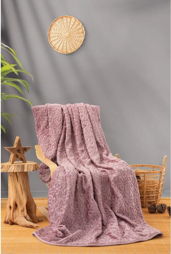Cottonbox Emboss Çift Kişilik Battaniye Gül Kurusu 3251