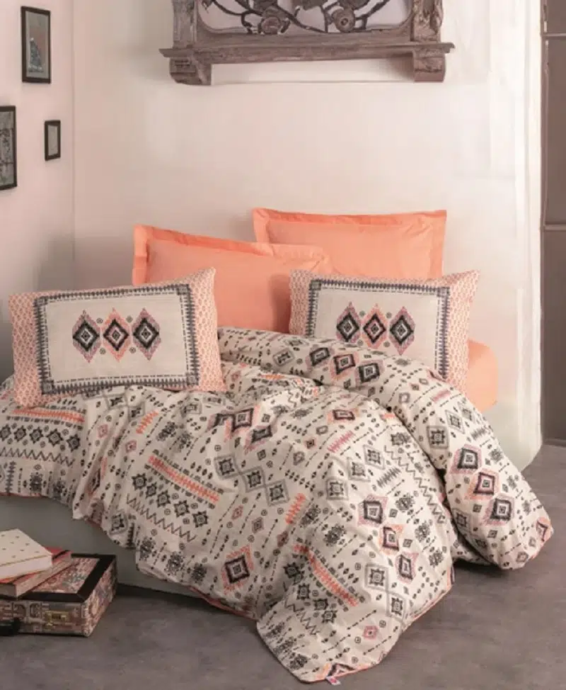 Cottonbox Ethnic Kateri-Somon Tek Kişilik Nevresim Takımı 1748 