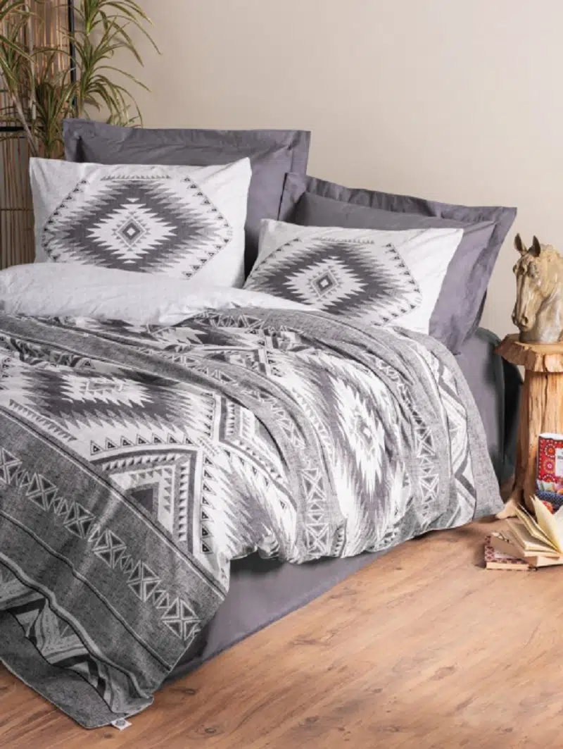 CottonBox Ethnic Tek Kişilik Nevresim Takımı Delos-Antrasit