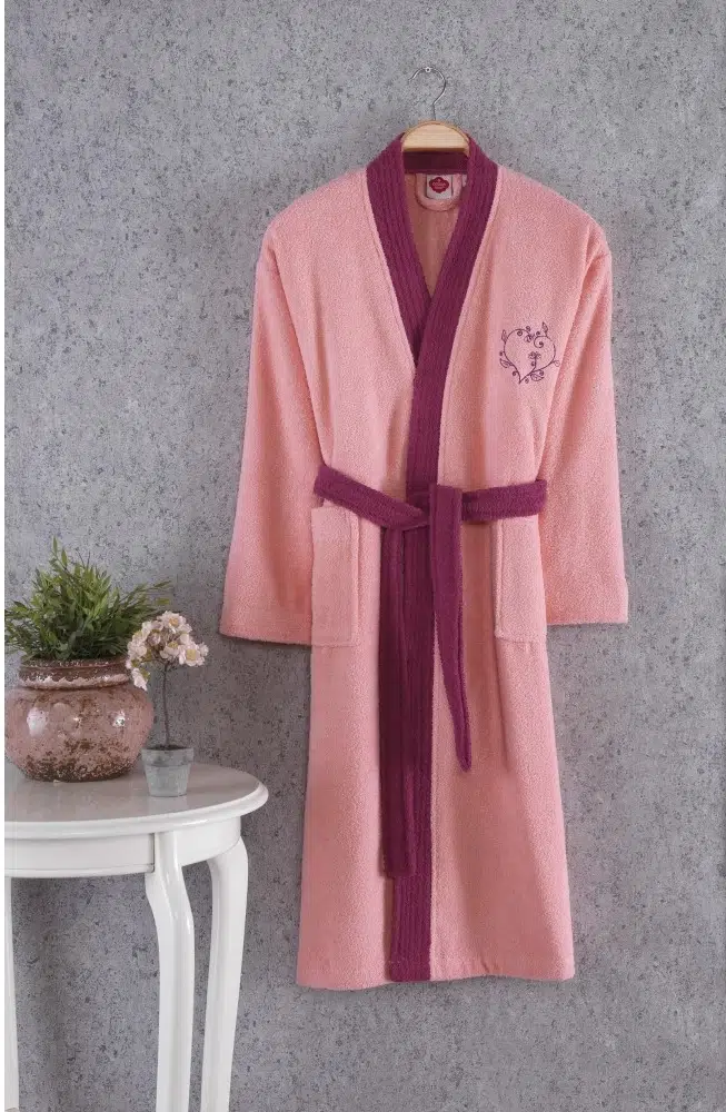 Cottonbox Fine Pembe-Mürdüm Tekli Bornoz 