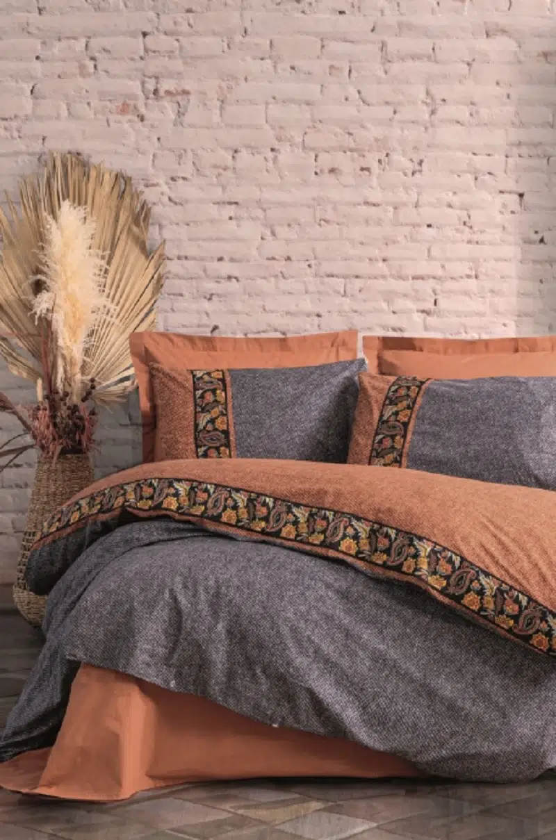 Cottonbox Folkart Dalila Tarçın Çift Kişilik Nevresim Takımı 1745