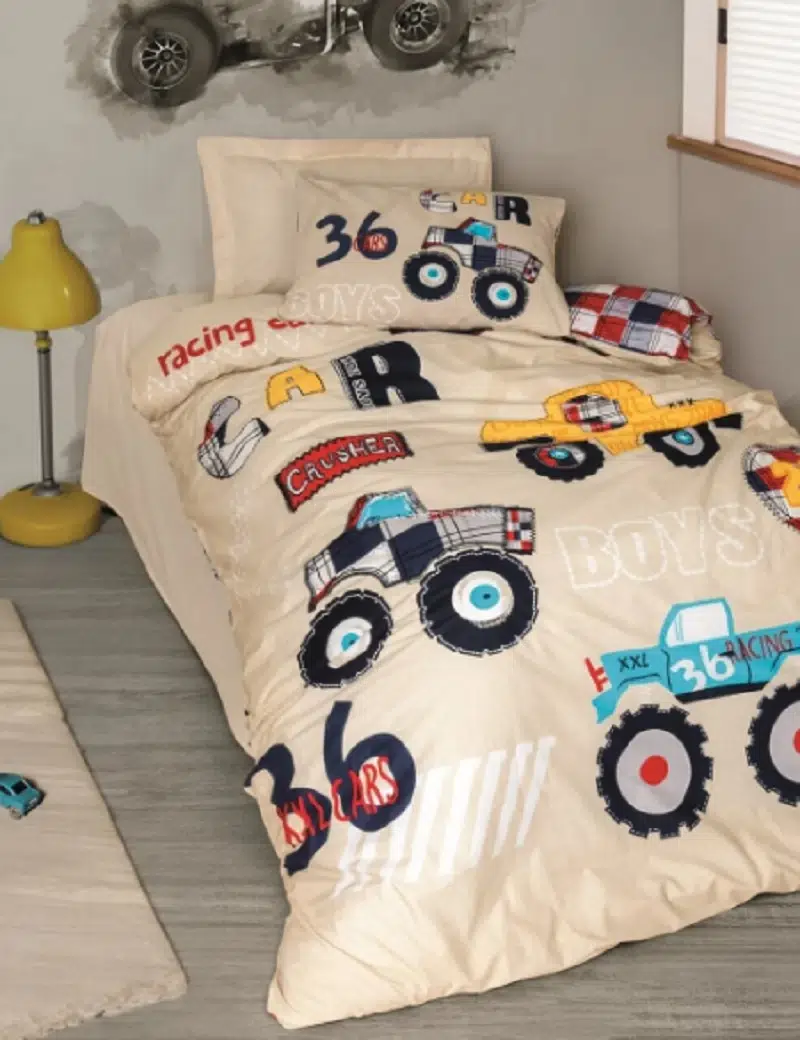 Cottonbox Junior Cars-Bej 1863 Tek Kişilik Nevresim Takımı