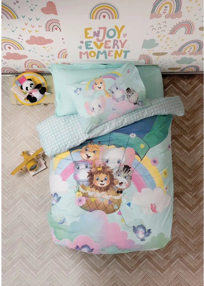 Cottonbox Junior Cute Animals Mint + FTT Genç Nevresim Takımı