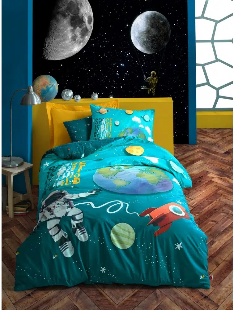 Cottonbox Junior Little Astronot Turkuaz Genç Nevresim Takımı