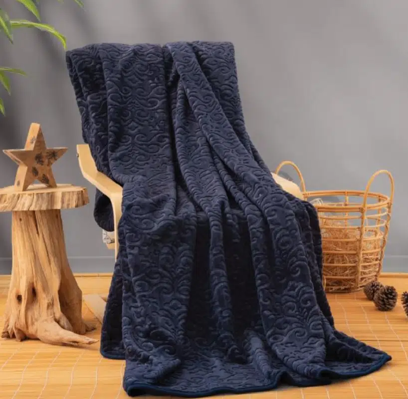 Cottonbox Lacivert Çift Kişilik Embos Battaniye 3251