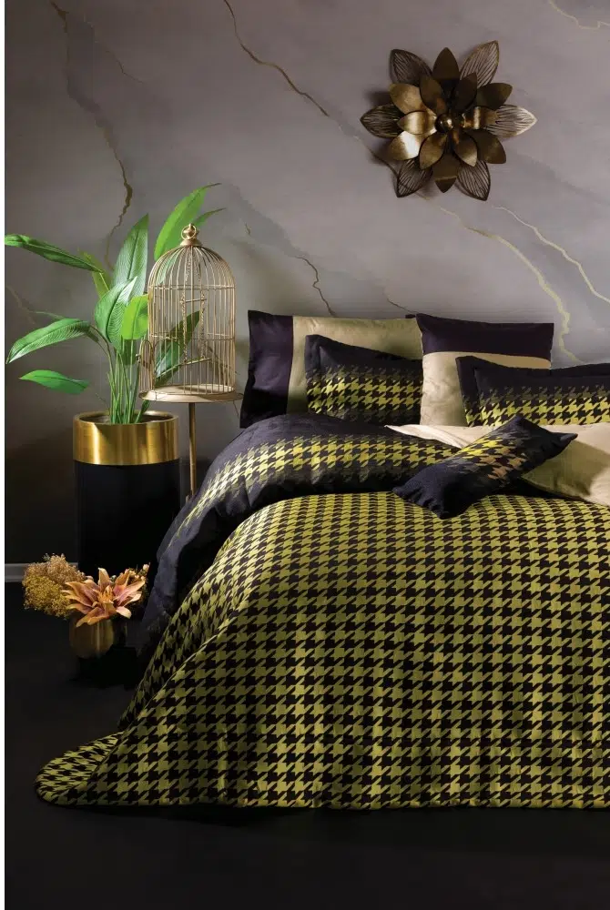 Cottonbox Light Dazzle Yeşil-Siyah Çift Kişilik Yatak Örtülü Nevresim Takımı