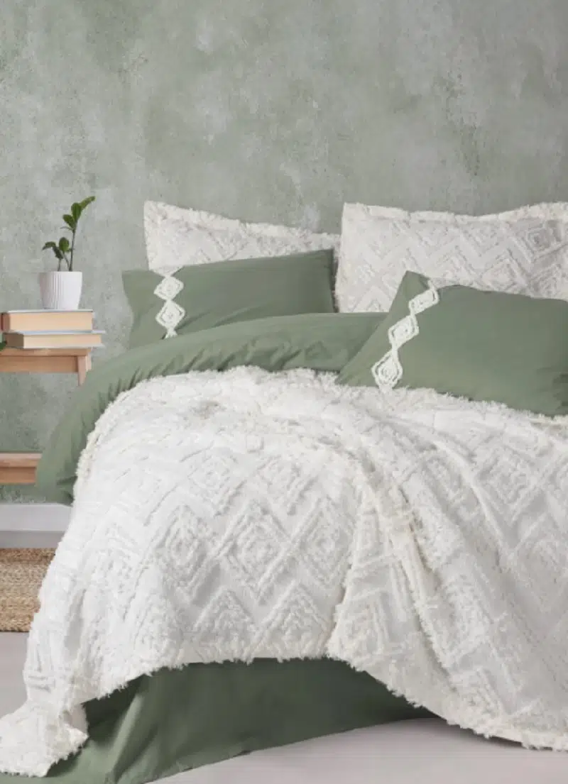 Cottonbox Limi Luke Krem Yatak Örtülü Çift Kişilik Nevresim Takımı