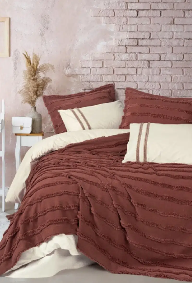 Cottonbox Limi Rolf Tarçın Yatak Örtülü Çift Kişilik Nevresim Takımı