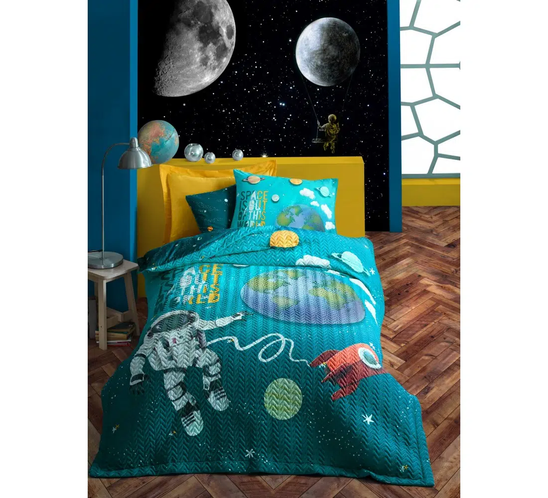 Cottonbox Little Astronaut Turkuaz Tek Kişilik Complete Set